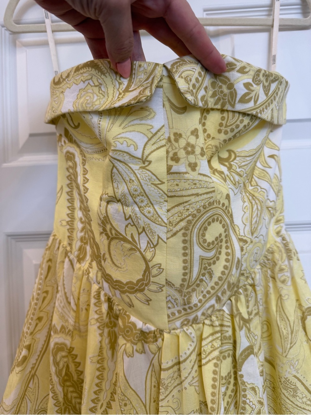 NWT HEMANT & NANDITA Fiza Tube Strapless Dress Yellow Linen Mini Medium - Picture 7 of 11